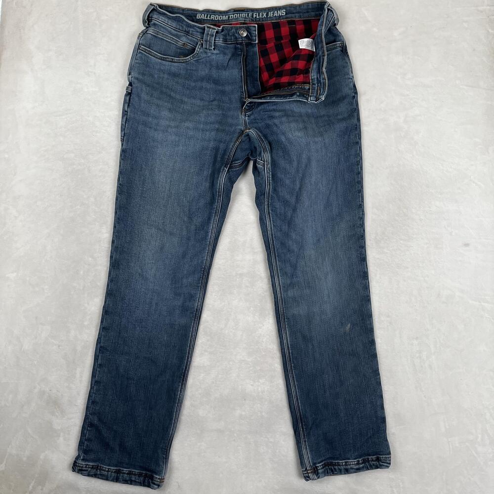 Duluth Trading Co Ballroom Double Flex Jeans Mens 36x34 Blue Lined Denim